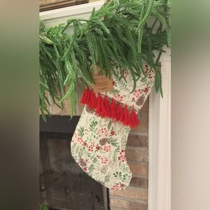Festive Holiday Christmas Stocking with Red Tassels-NWT